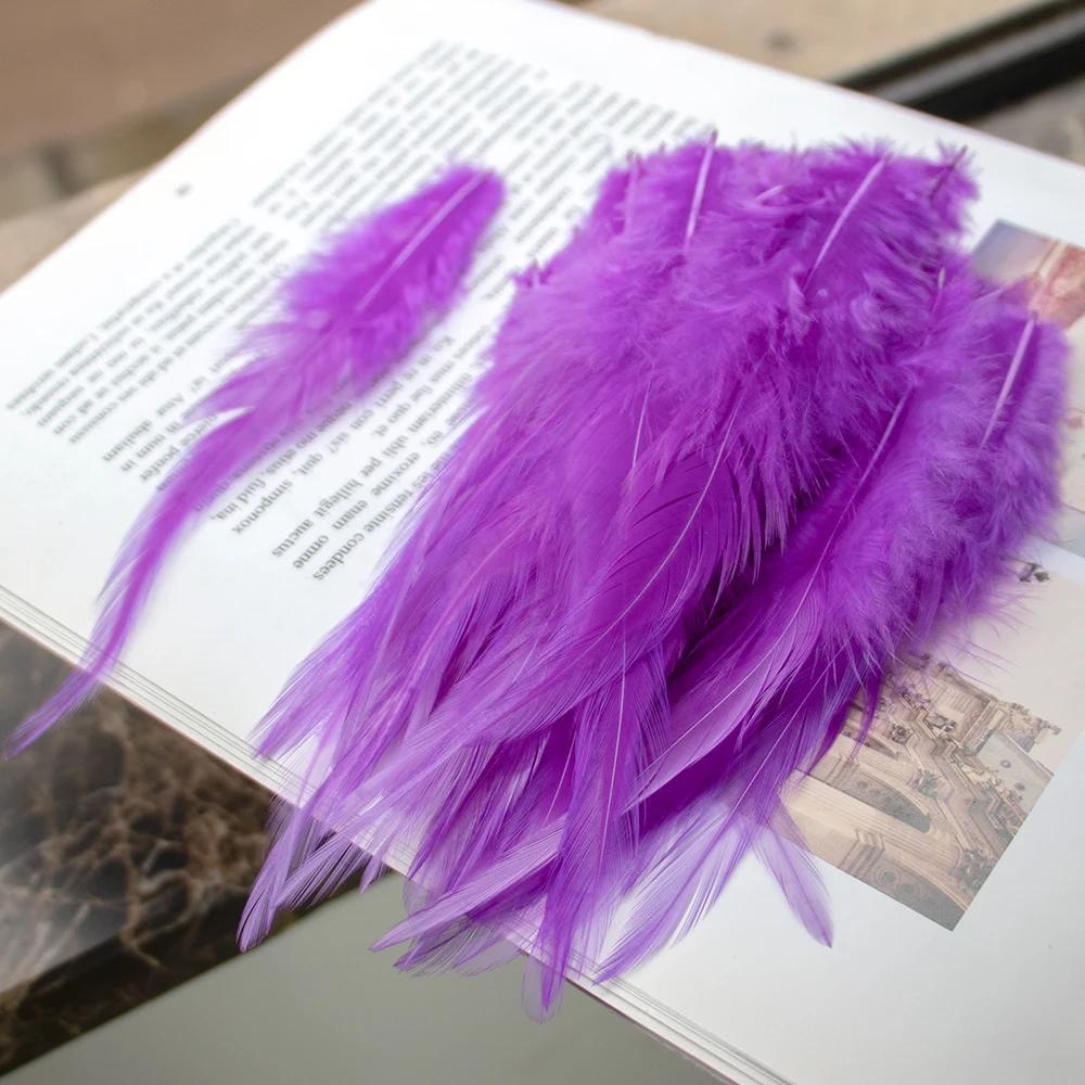 10-15cm Purple Chicken feather Natural Rooster feathers Fly-tying Material Cock Plumas for craft Dream Catcher Jewelry Decor