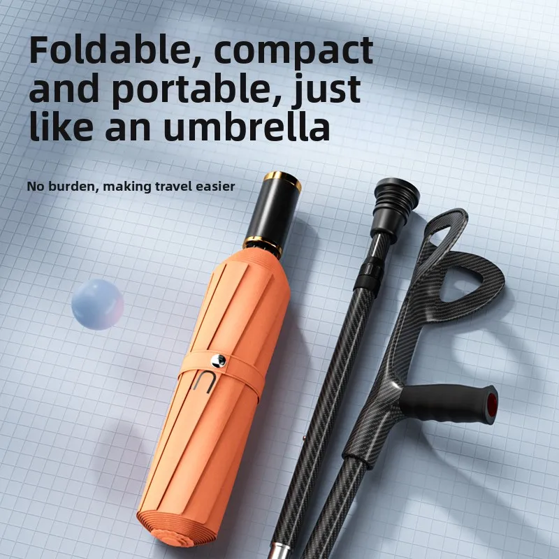 Customizable Forearm Crutches Folding Telescoping Forearm Crutches Lightweight Adjustable with Rubber Handles Carbon Fiber