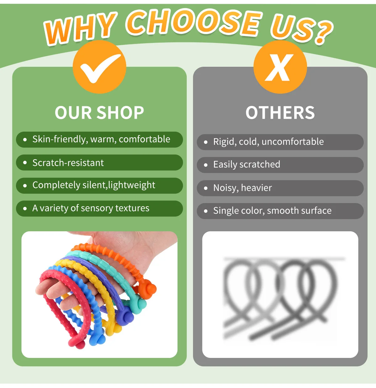 Tira sensorial de silicona para niños y adultos, juguete antiestrés ajustable, antiestrés, ansiedad, autismo, TDAH