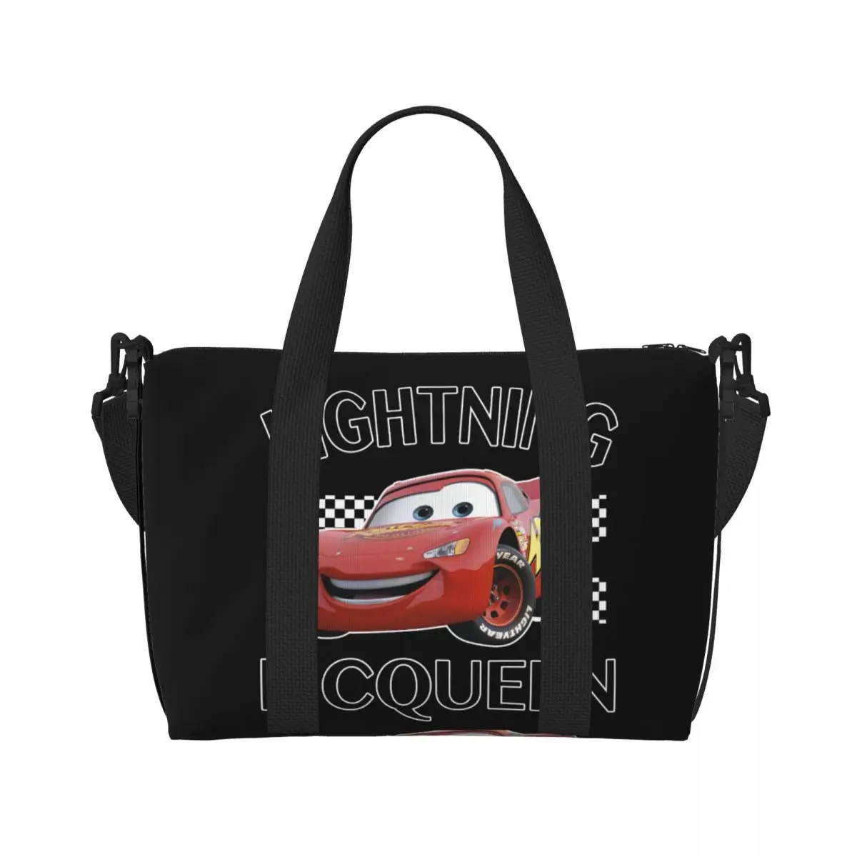 Custom Lightning McQueen Anime Beach Tote Bag Women Large Compartment Beach Gym Travel Bags