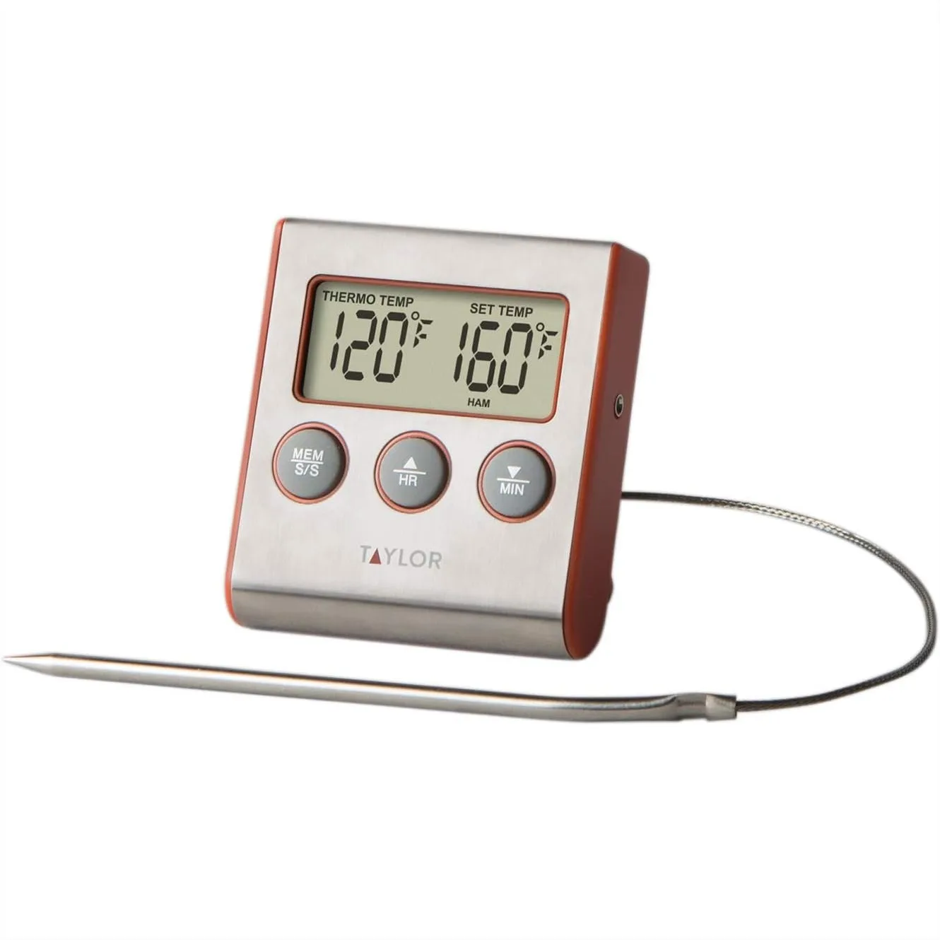 

Instant Read Digital Meat Thermometer with Timer Alarm, Red