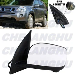 For Nissan X-Trail T31 2008 2009 2010 2011 2012 2013 Left Side 9 Pins White Paintable Mirror Assembly With Camera