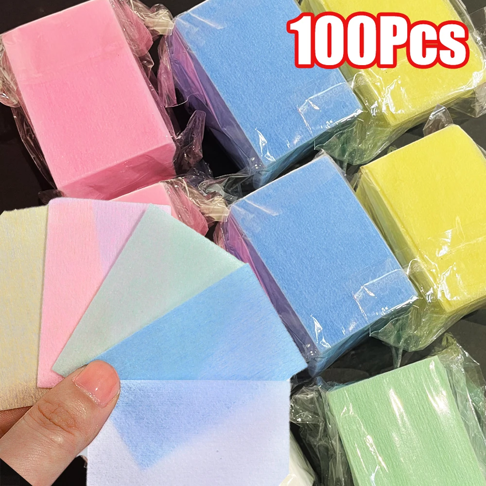 100 pièces/ensemble professionnel non pelucheux ongles tampons de coton blanc/rose/vert lingettes dissolvant d'ongles doux UV Gel vernis élimination papier lingettes