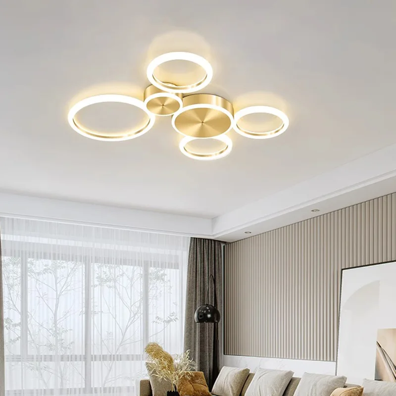 BOSSEN Scandinavian Simple Modern Golden Circle LED Ceiling Light for Home, Living Room, Room, Villa, Dining Room