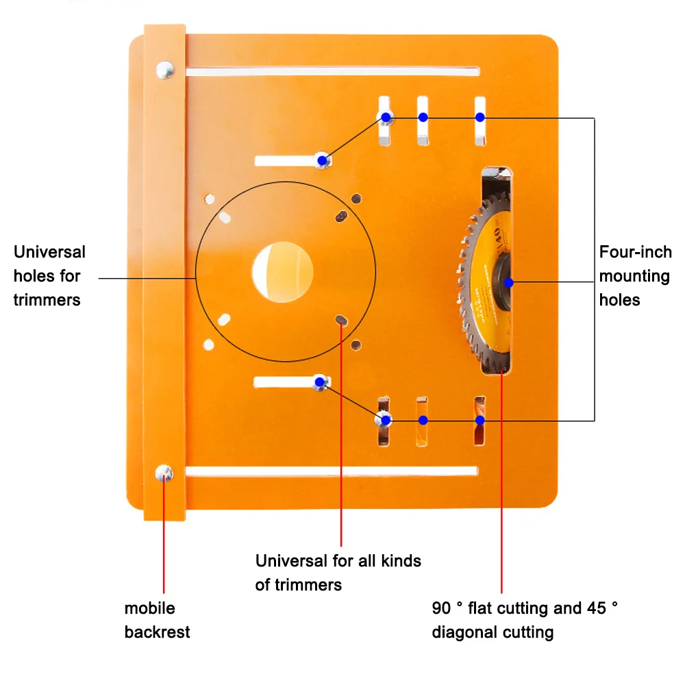 Cutting Machine Base Plate 90° Flat Cutting 45° Diagonal Cutting Suitable for 4 inch Marble Machine Trimming Gong Machine