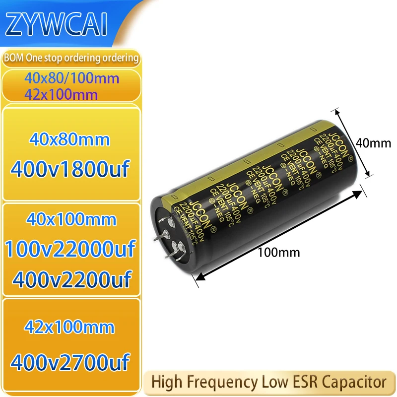 1PCS 100v 400v 1800uf 22000uf 2200uf 2700uf 4P 40x80 40x100 42x100 High frequency low resistance capacitor