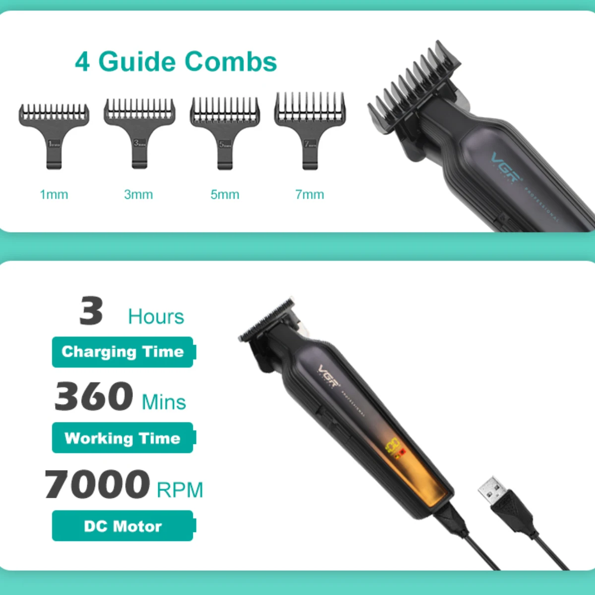 VGR Hair Trimmer Professional Hair Clipper Rechargeable Clipper Adjustable Hair Cutting Machine Electric Clipper for Men V-930 image 4