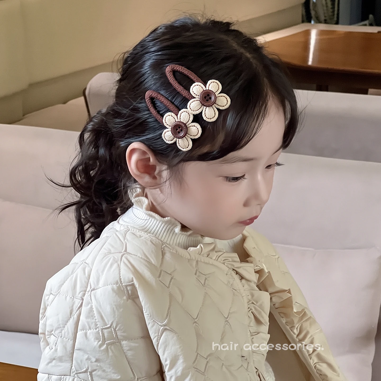 Niedliche Blumen-Haarspangen für Kleinkinder, 2 Stück, handgefertigte Blumen-BB-Clips, süße einfarbige Haarnadeln für Kinder, tägliche Haardekoration für Kinder – Detail 8