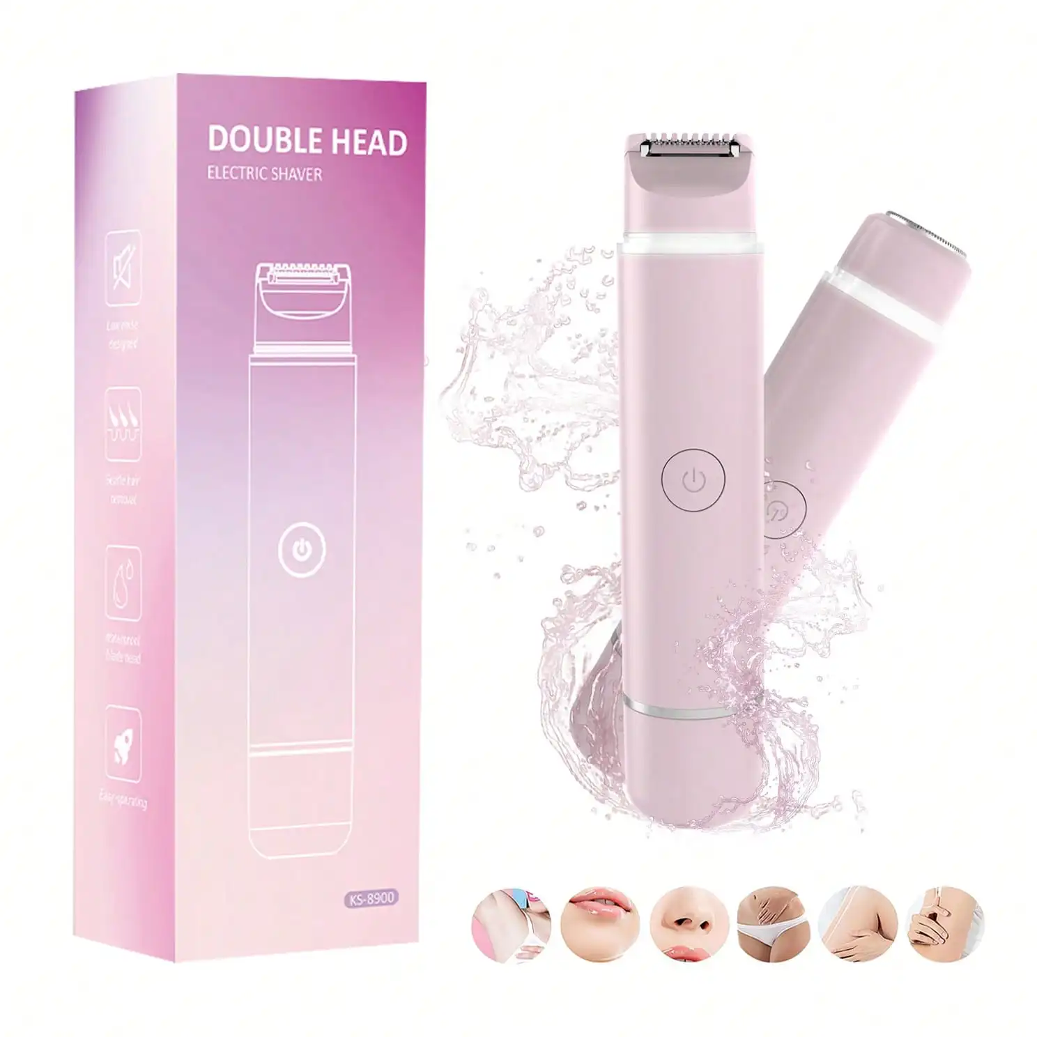 Upgraded Bikini Trimmer for Women, Dual Head Electric Razors, Waterproof Wet & Dry Use Hair Trimmer Kit, Pubic & Body Shaver Set