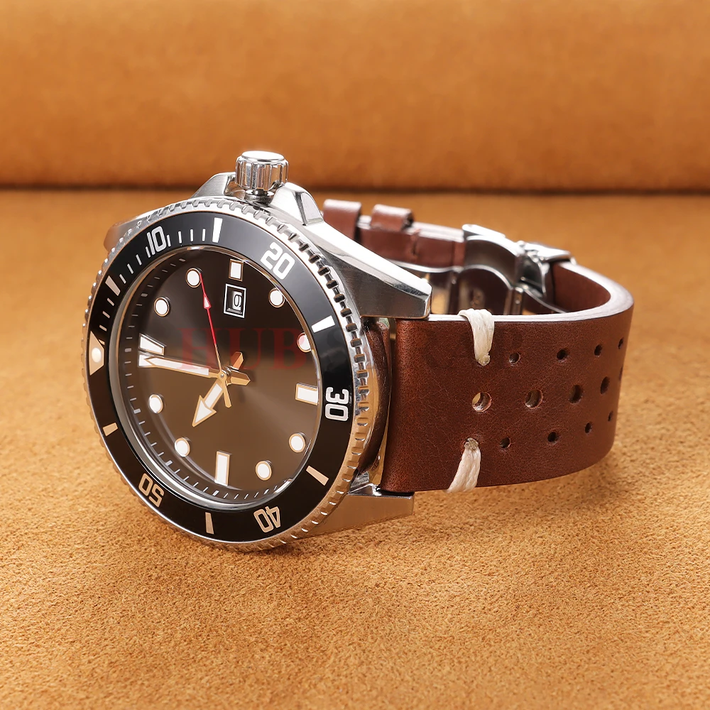 جلد طبيعي تنفس حزام (استيك) ساعة سوار 20 مللي متر 22 مللي متر جلد البقر خمر حزام الساعات فراشة مشبك ل Seiko لحزام أوميغا #4