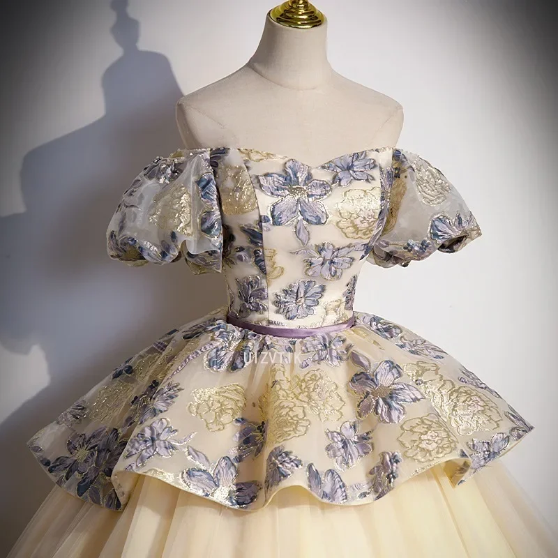 Customized Off Shoulder Ball Gown Quinceanera Dresses Puff sleeve Prom Evening Birthday Party Gowns Luxury Formal Occasion Dress