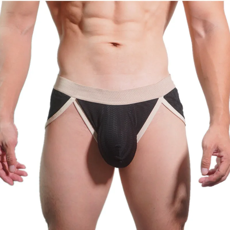 

Mens Underwear Briefs Shorts Homme Patchwork Mesh Panites Ropa Breathable Low Rise Panties U Convex Pouch Underpant Cueca M-XXL