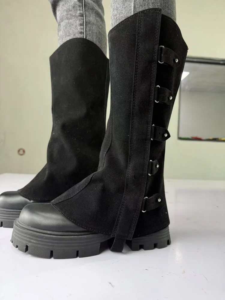 

Medieval Viking Knight Leather Leg Armor Steampunk Boots Shoe Covers Cosplay Costume Western Pants Unisex Mid-tube Boots Props