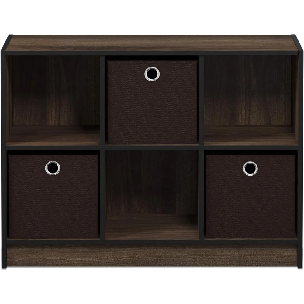 Basis 3X2 Kubus Opberg Boekenkast Organizer Met Bakken, Columbia Walnoot/Donkerbruin