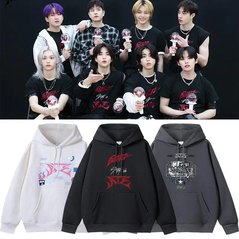 Stray Kids ATE Album Pullover Hoodie Vintage Logo Back Print K-pop Idol Merch Unisex Oversized Hooded Sweatshirt STAY Fan Gift