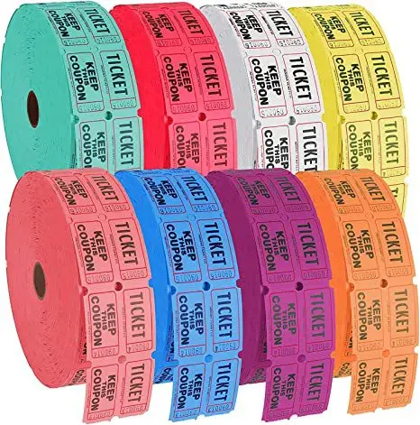 � Bunte, abreißbare Eintrittskarten, Großpackung 500 Stück Rolle, Event-Gutscheine, Coupon-Set, Verlosungs- und Lotterie-Tickets, Multipack – Detail 3
