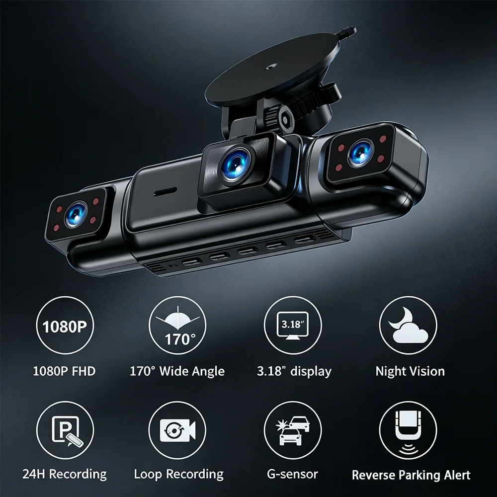 Dash Cam 4 Channel Car DVR Black Box 1080P Night Vision Loop Recording G-Sensor Dash Camera Vehicle Audio Video Recorder