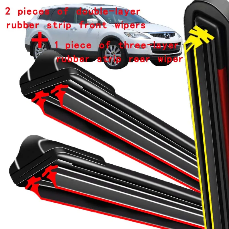 

For Mazda CX9 MK1 2006-2015 2007 2008 2009 2010 Wiper Front & Rear Wiper Blades Windshield Windscreen Window Brushes 26"+16"+14"