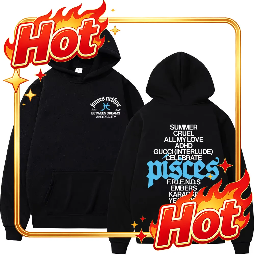 Custom James Arthur The Pisces World Tour 2026 Print Hoodies Men Women Fashion Casual Tracksuit Long-sleeved Hip-hop Comfort