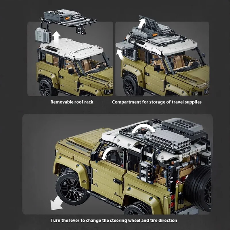 Building blocks, assembling puzzle cars, Land Rover Defenders assembling herdsman model, and difficult and huge toys.