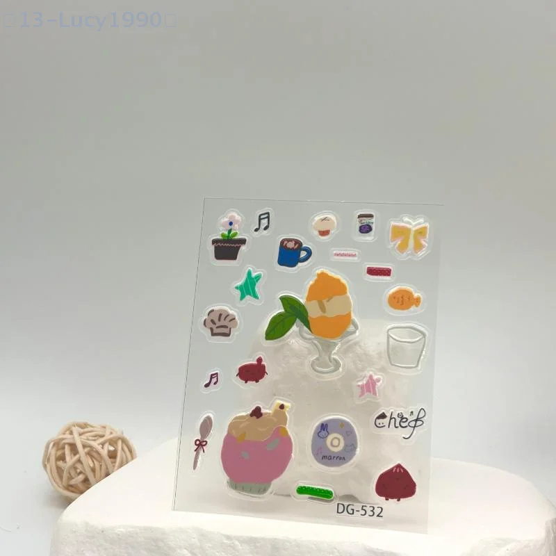 

1 Sheet 3D Epoxy Resin Transparent Decals INS Cute Black Cat Cartoon Jelly Relief Sticker DIY Phone Cases Laptop Tablet Decor
