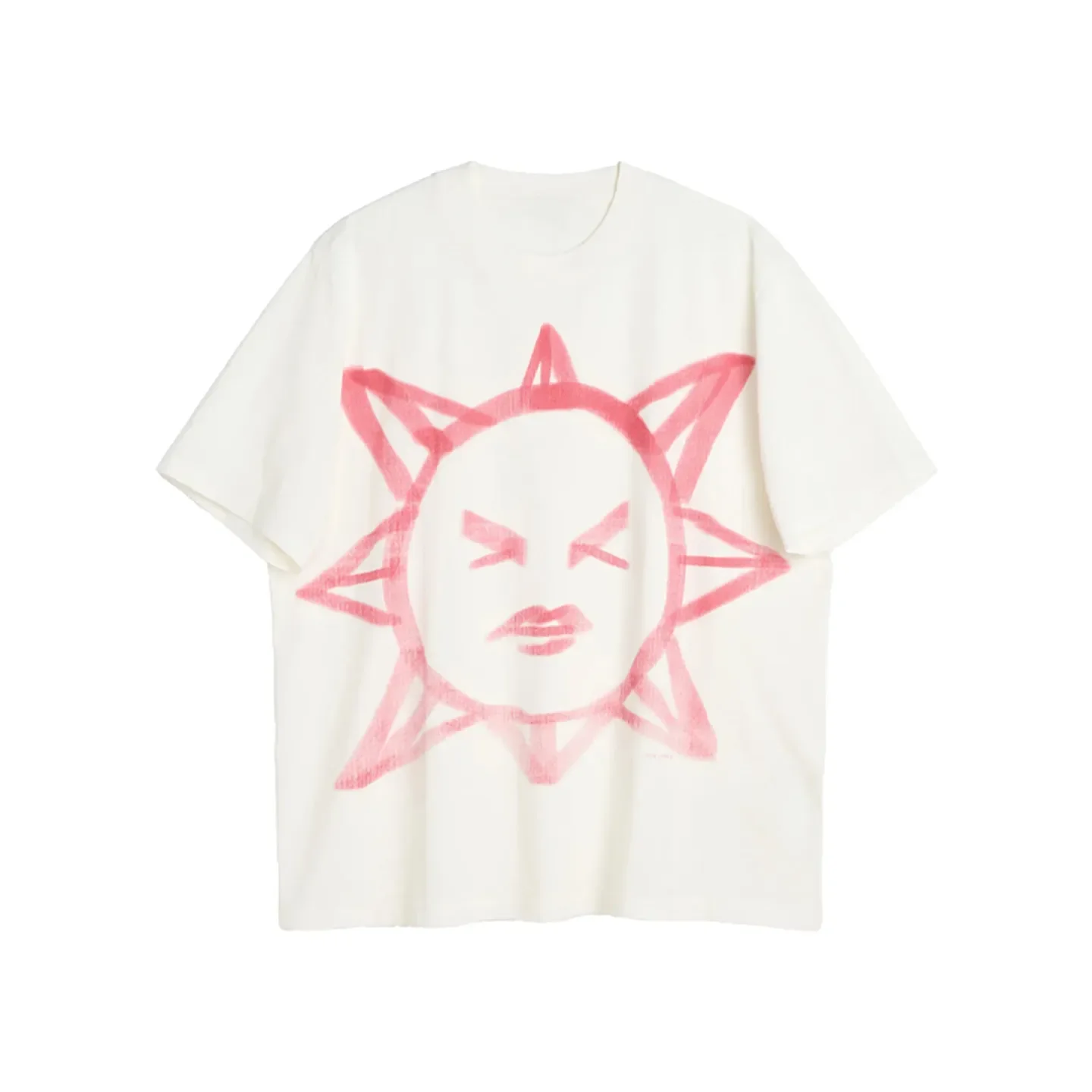 OL style 25ss sunflower squinting fun graffiti printing pure cotton T-shirt