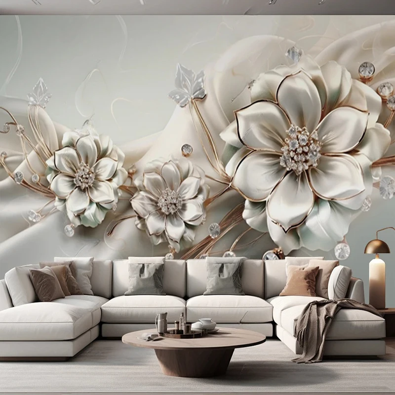 

3D Wallpaper Creative light luxury beautiful jewelry flowers Photo Wall Murals Living Room TV Sofa Bedroom Home Decor Background