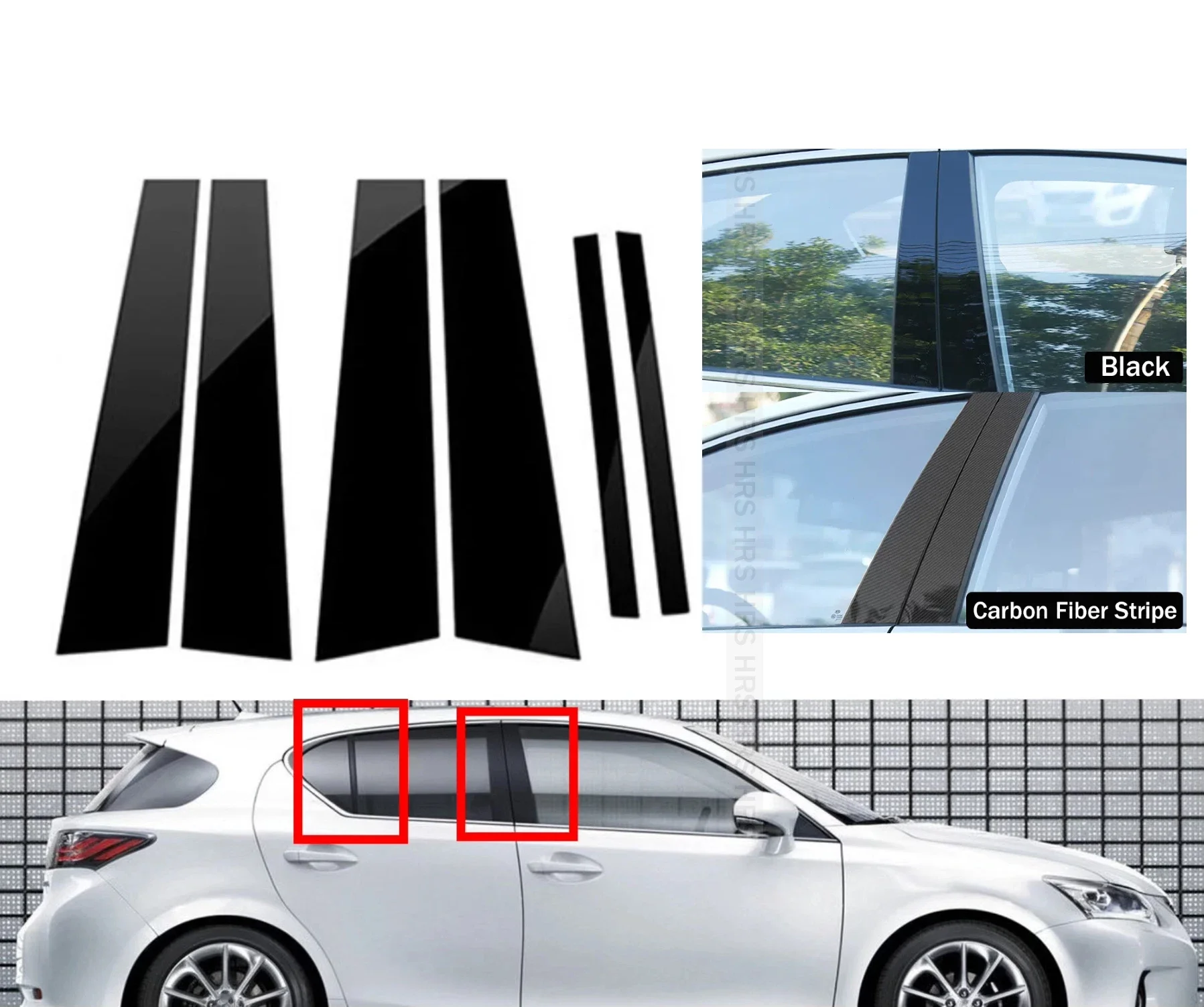 Для Lexus CT200h CT 200 200h 2011-2020 глянцевый черный столб серебряный карбоновый декор окна дверная боковая накладка