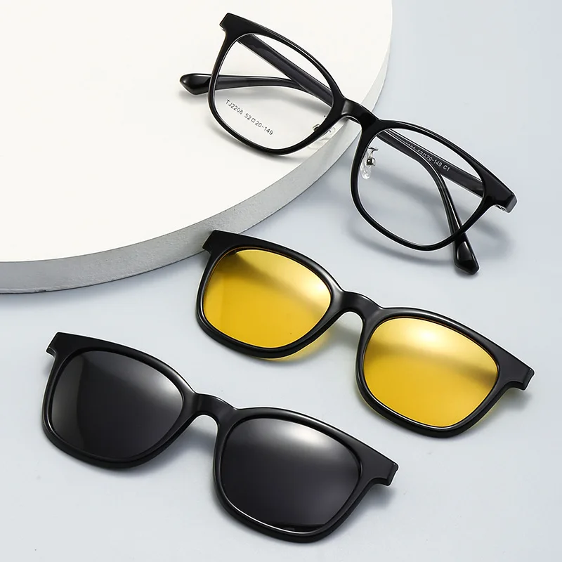 

Мужские и женские модные очки в оправе в стиле ретро, поляризационные солнцезащитные очки ночного видения с магнитом, оптические солнцезащитные очки по рецепту 2208