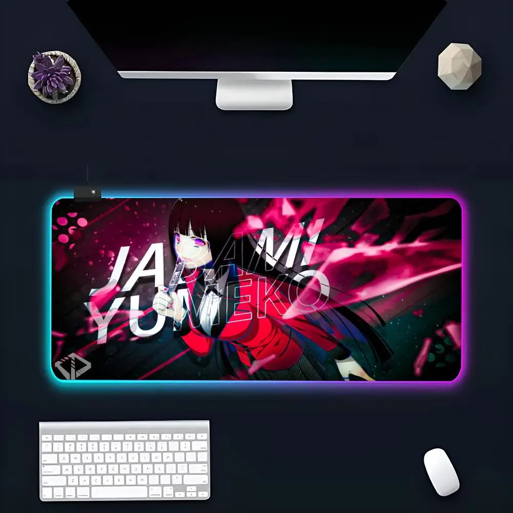 Yumeko Jabami Mouse Pad Large RGB Mouse Pad XXL LED Mouse Mat Japan Mousepads Table Pads Keyboard Mats Desk Rug With Backlit