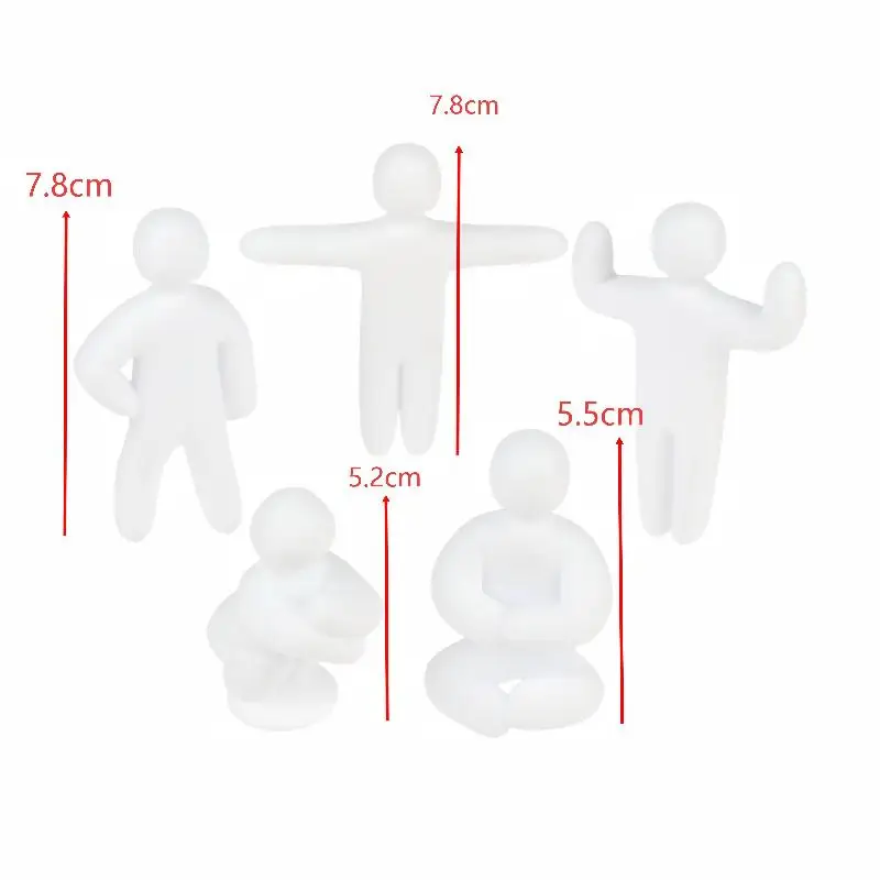 3/8Pcs 3D Printed Human Figurine Ornament DIY Paintable Mini Human Figure Statue Model For Desk Decorative Display Toys