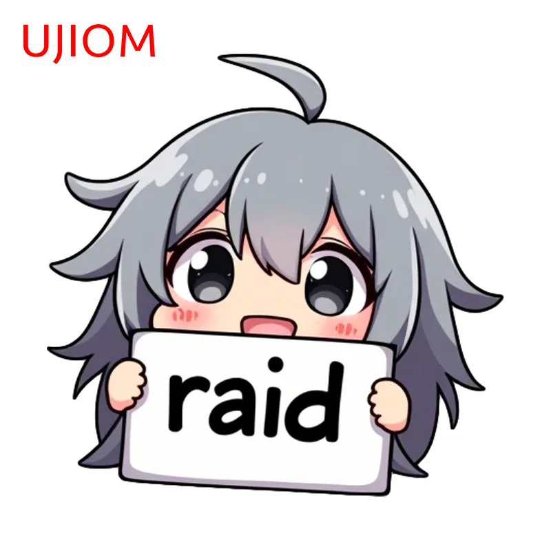 UJIOM Raise A Placard Anime Girl Graphics Wall Sticker Cute Interesting Hot Selling Decal Suitable For Pretty Adhesive Wallpaper