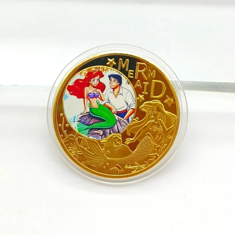 Disney Mermaid Anime Coin - Shiny Metal Lucky Token, Fantasy Sea Creature Collectible for Kids/Teens (5 Styles) Miniso