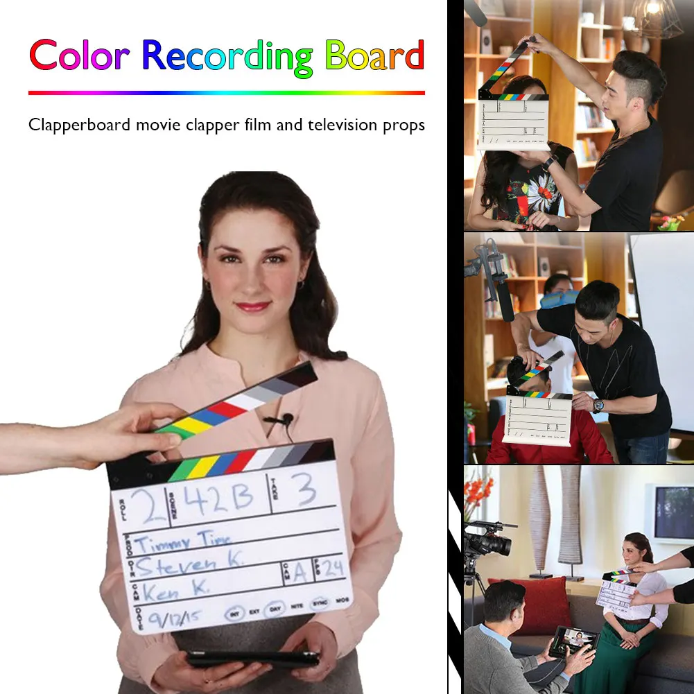 Director Video Scene Clapperboard TV Movie Film Action Clapper Board Film Action Photographic Prop with Pen Eraser