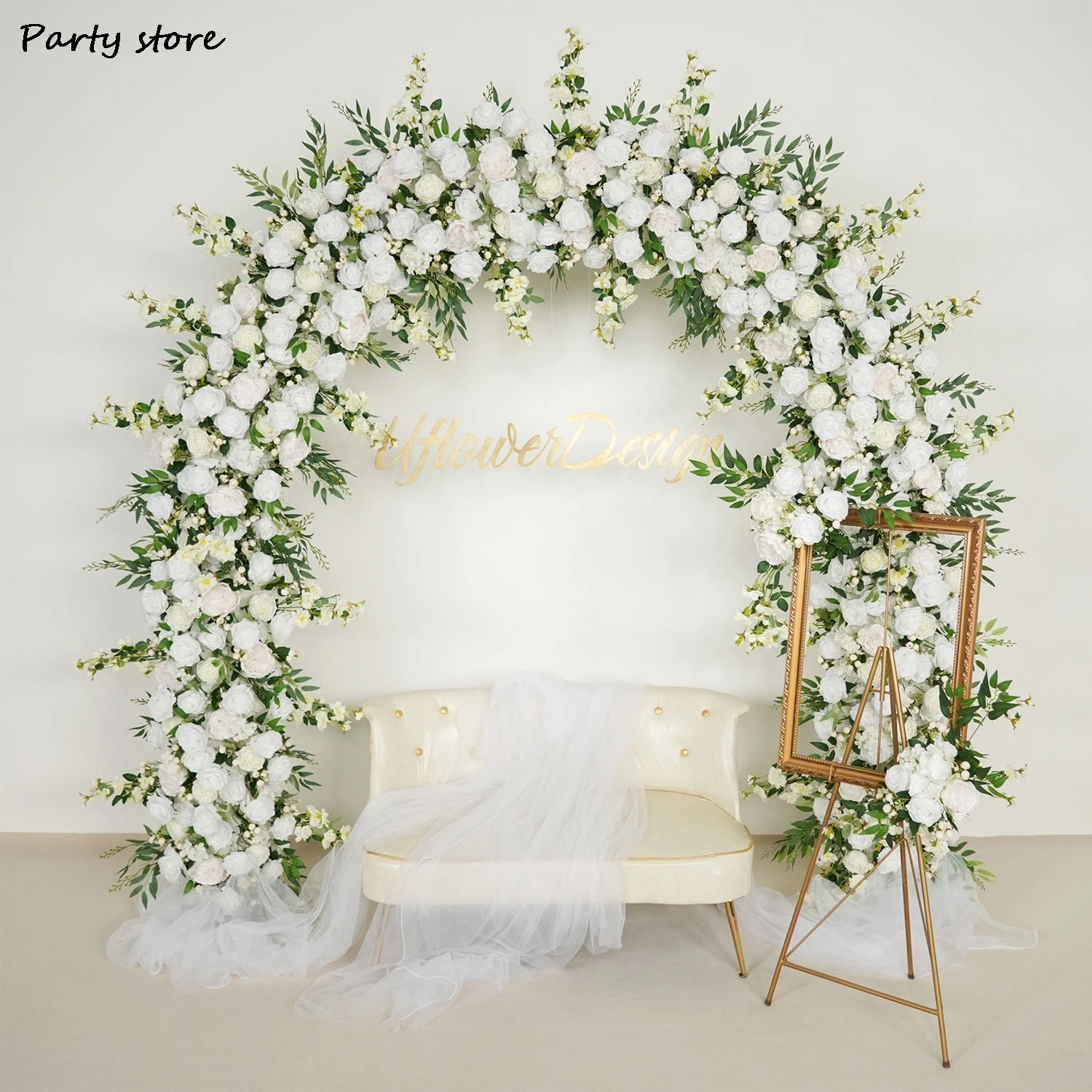 

Uflower Artificial Flower Wedding Background White Rose Wedding Round Arch Decor Floral Arrangement Birthday Wedding Decoration