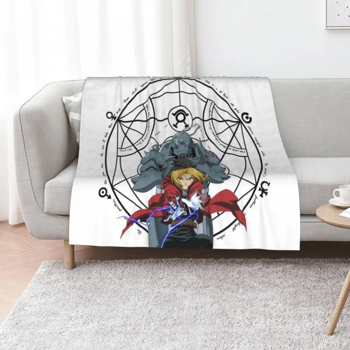 Full Metal Alchemist - Edward and Alphonse Throw Blanket Luxury Brand Flannel Weighted Beach Retros Single Blankets