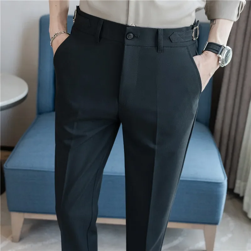 2024 Men Business Casual Suit Pants Fashion Versatile Trendy High Street Straight Tube Elastic Waist Western Pants Hombre Pants