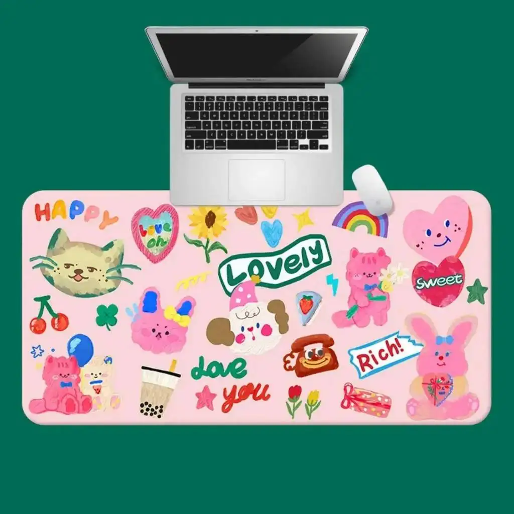 Cute Doodle Mousepad Office Desk Mat Mouse Pad Computer Speed Type Carpet Mat Player Laptop Keyboard Cartoon