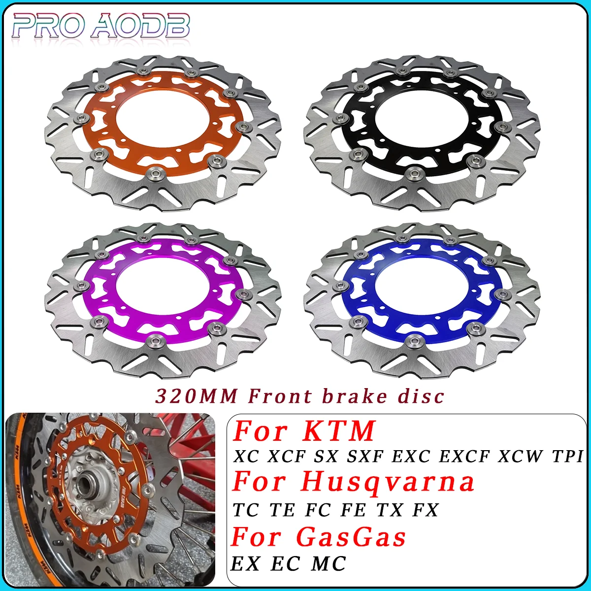 

Мотоциклетный ротор переднего плавающего тормозного диска 320 мм для KTM 125-500 XC XCF XCW SX SXF EXC EXCF TPI Six Days 1994-2023 Dirt Bike