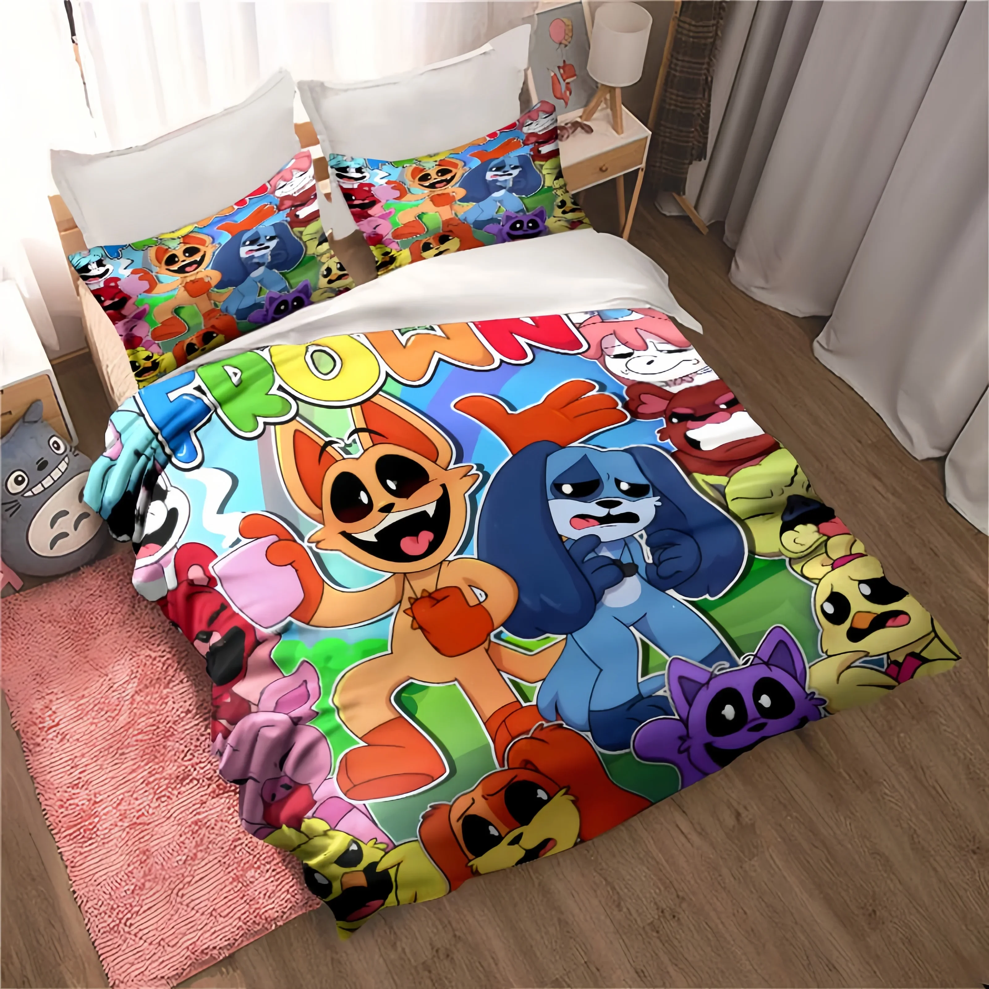 Smiling Critters Bedding Set Single Twin Full birthday gift Size Bed Set Adult Kid Bedroom Duvetcover Sets  Anime Bed Sheet Set