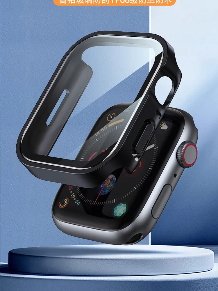 Displayschutzfolie für Apple Watch 10 Gehäuse 46 mm 42 mm 45 mm 44 mm 41 mm 40 mm 44 PC-Stoßstangenabdeckung aus gehärtetem Glas Serie 7 8 9 SE 6 5 4