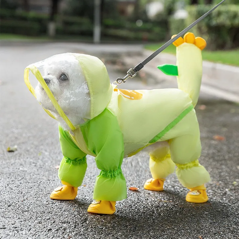 

Four Seasons Dog Raincoat Outdoor Dog Walking Magic Rainy Day Puppy Four Legs All Inclusive Clothing Teddy Waterproof Clothes