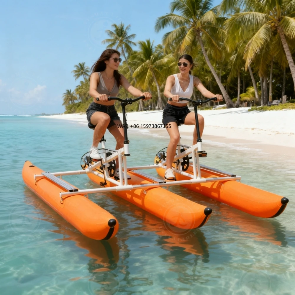 

Leisurely Cycle Inflatable Pontoon Water Bikes Portable Floating Sports Pedal Bicycle for Scenery-Viewing Water Skiing