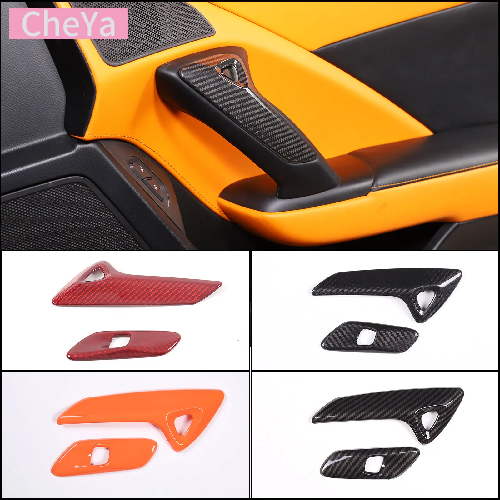 Car Door Switch Panel Cover for Chevrolet Corvette C7 2014 2015 2016 2017 2018 2019 Interior Accessories 2Pcs LHD