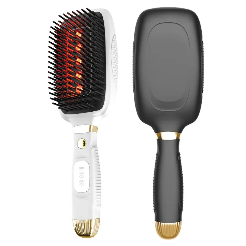 หวีไฟฟ้าป้องกันไฟฟ้าสถิตย์ พร้อมระบบสั่นสะเทือน แสงสีแดง EMS ไมโครเคอร์เรนท์ นวดหนังศีรษะ เครื่องมือดูแลเส้นผมและกระตุ้นการเจริญเติบโตของเส้นผม ใช้ได้ทุกวัน