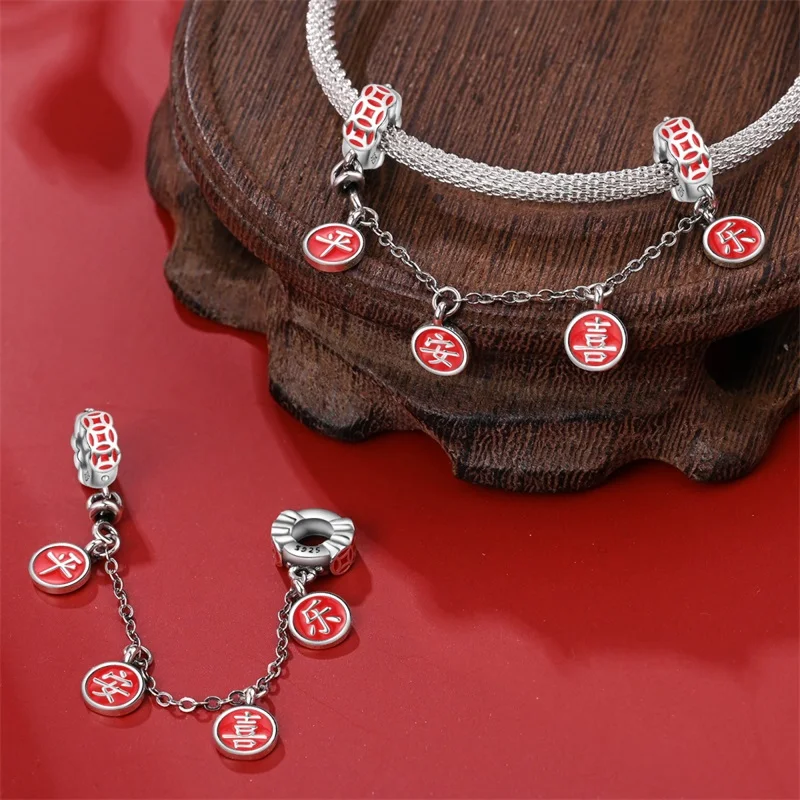 

925 Sterling Silver Peace And Joy Charms Pendant For Women Fit Original Bracelet DIY Birthday Party Jewelry Gifts