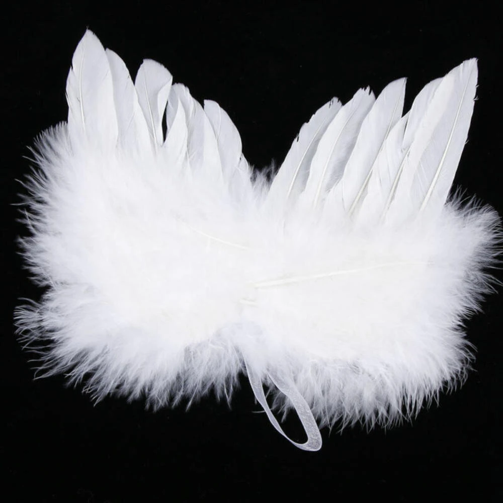 Chic Lovely White Home Decoration Wedding Feather Wing Angel Wings Christmas Tree Decor Hanging Ornament