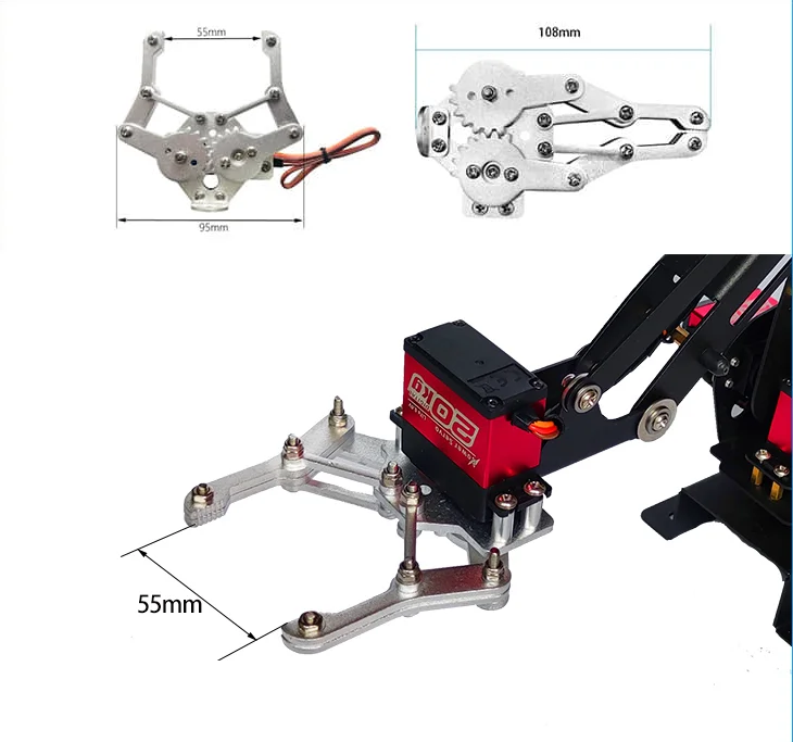 Arduino 4 DOF manipulador de Metal Kit de garra de brazo de Robot mecánico con servomotores digitales de 20KG brazo DIY
