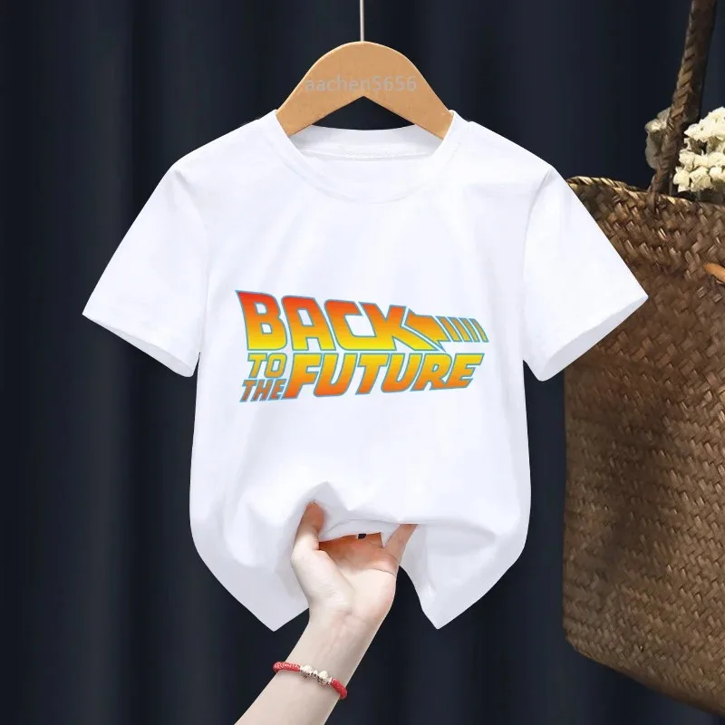 Back To The Future Summer Style Funny Cute Girl Tops Fashion Streetwear Harajuku Boy Tshirt Street Kid White T Shirt