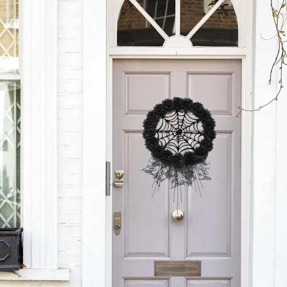 

1Pcs Halloween Spider Web Wreath Pendant Hanging Decor Festival Door Decoration Creative Garland Halloween Wreath
